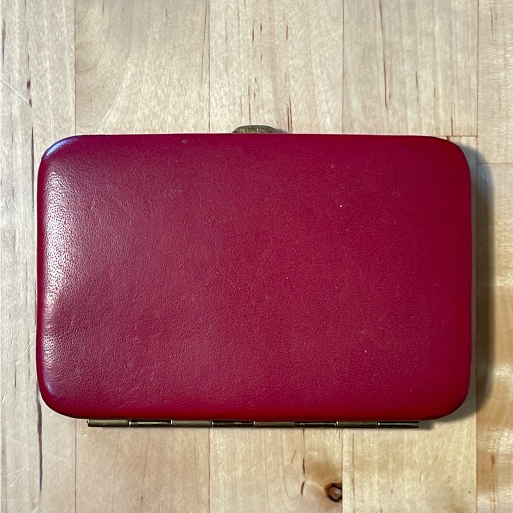 T. Anthony made in Germany Vintage red leather framed cards holder